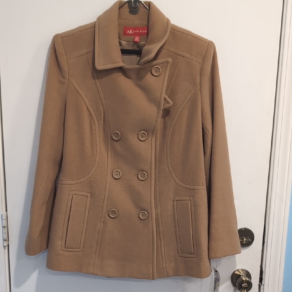 New Anne Klein Women's Camel Peacoat Camel Size Medium Wool Blend - Picture 6 of 6
